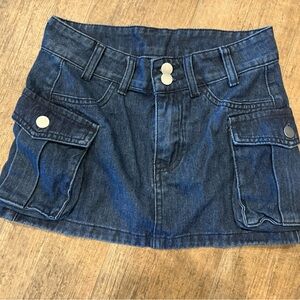 SHEIN Dark Blue Denim Cargo Mini Skirt